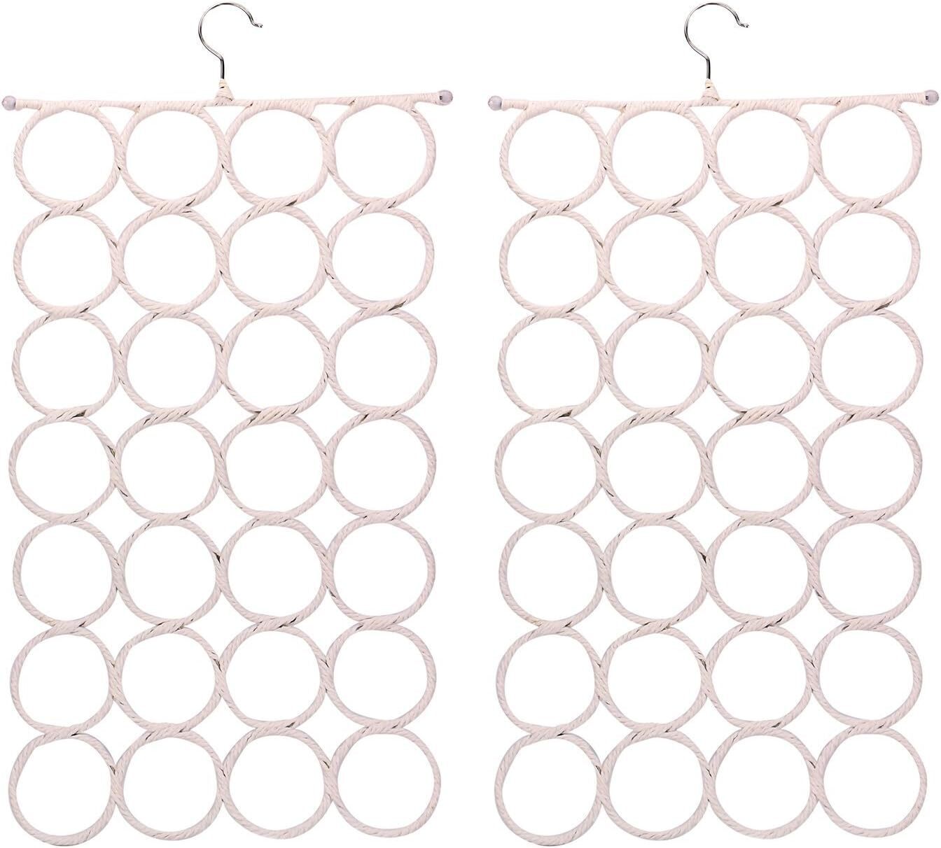 Premium 24 Hole Scarf Hanger Organisers with Swivel Hook - 2 Pack