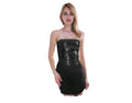 Premium Womens Sequin Bandeau Crop Top - Black