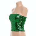 Premium Womens Sequin Bandeau Crop Top - Green