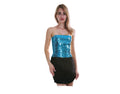 Premium Womens Sequin Bandeau Crop Top - Light Blue