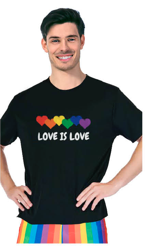 Adult Rainbow T-Shirt - Love Is Love - Black - One Size - SuperSaverAU - view 1