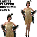 Premium Ladies Gold Flapper Costume with Headpiece - One Size