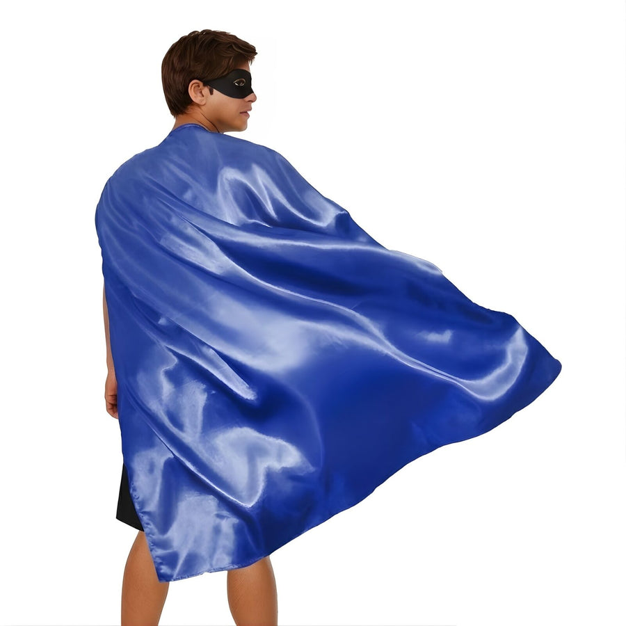 Premium Long Satin Costume Cape - Blue, 166cm