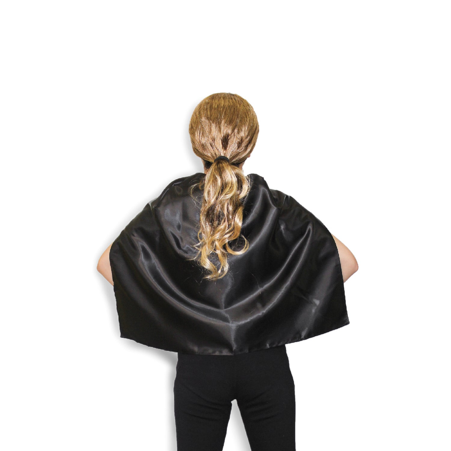 Premium Short Satin Cape for Kids Costume - Black
