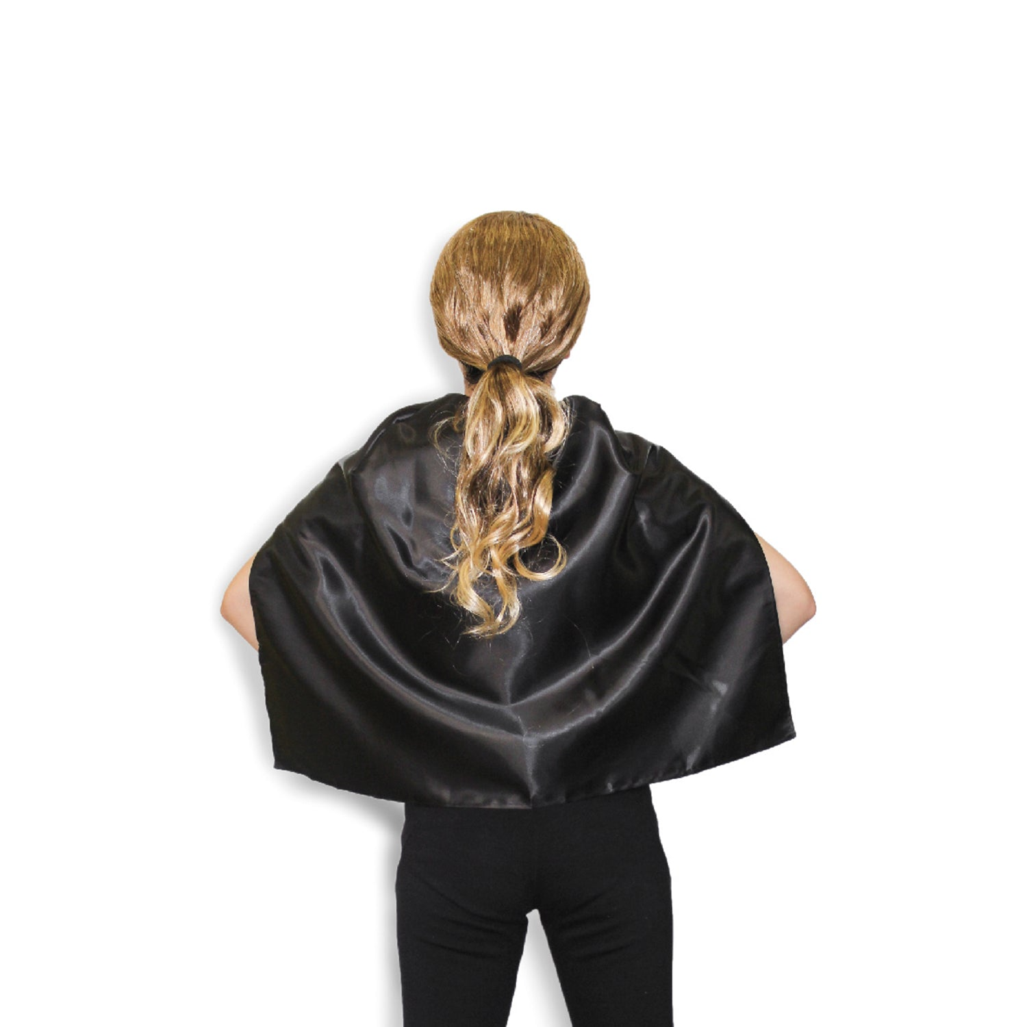 Premium Short Satin Cape for Kids Costume - Black