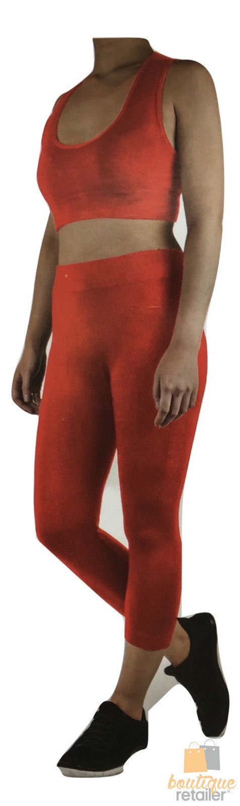 Premium Women's Red Crop Top and Legging Set Sport Party Outfit