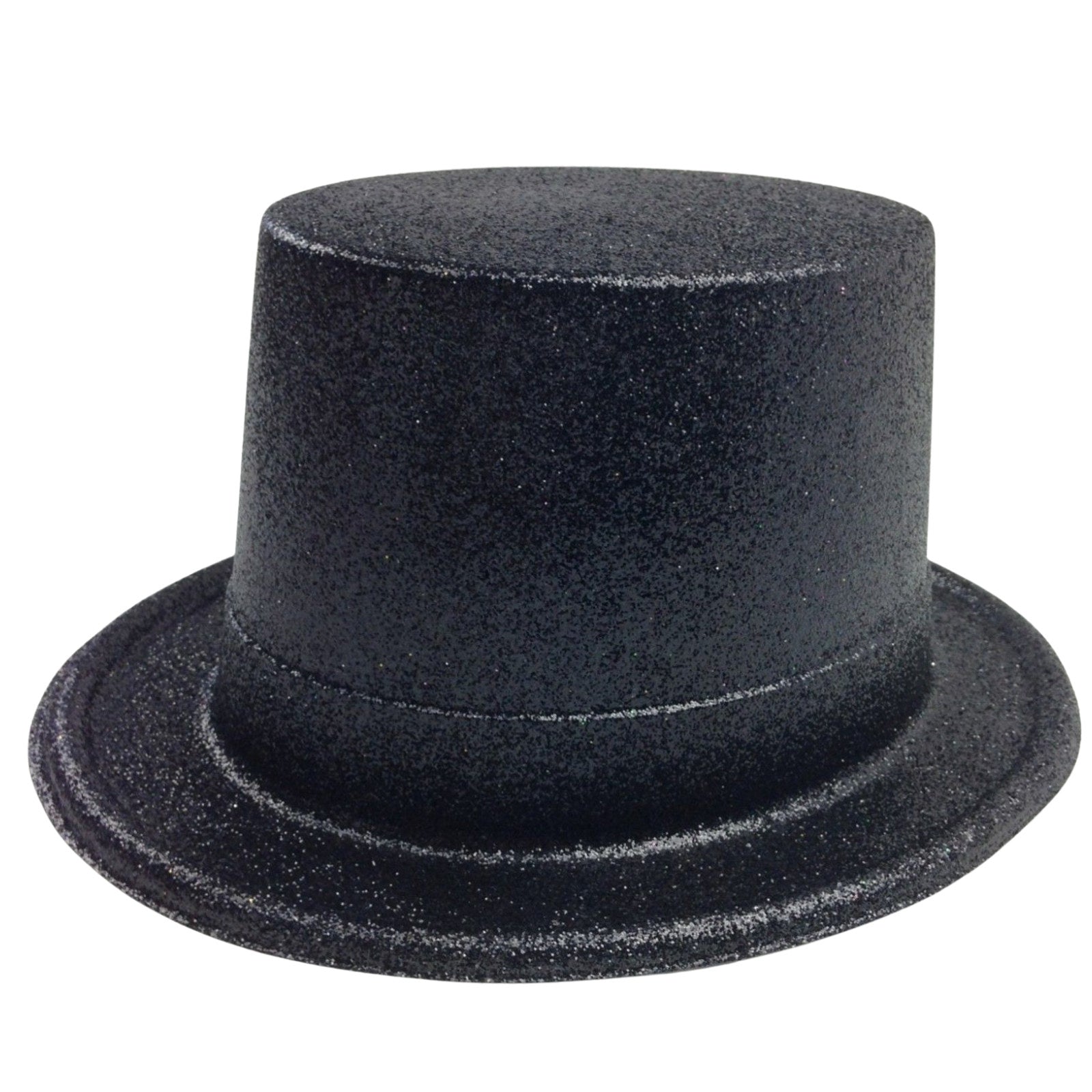 Premium Glitter Top Hats - Black, 12 Pack