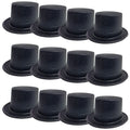Premium Glitter Top Hats - Black, 12 Pack