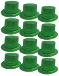 Premium Glitter Top Hats - Green, 12 Pack