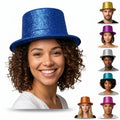 Premium Glitter Top Hats - Mixed Colour, 12 Pack
