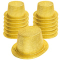12x GLITTER TOP HAT Fancy Party Plastic Costume Tall Cap Fun Dress Up BULK - Yellow/Gold - SuperSaverAU - view 2
