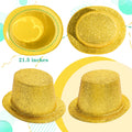 12x GLITTER TOP HAT Fancy Party Plastic Costume Tall Cap Fun Dress Up BULK - Yellow/Gold - SuperSaverAU - view 3