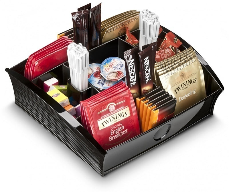 CEP Tea Coffee Storage Organizer Tray - Black, 216x205x68mm, Recyclable - SuperSaverAU - view 1
