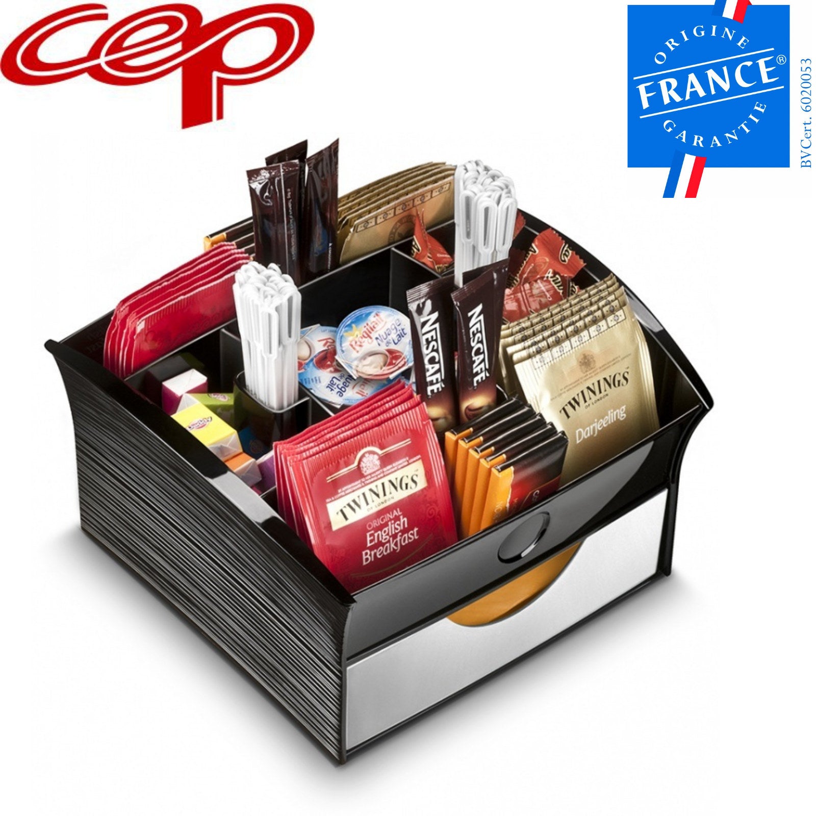 Premium CEP Deluxe Tea & Coffee Storage Organiser Tray - Black