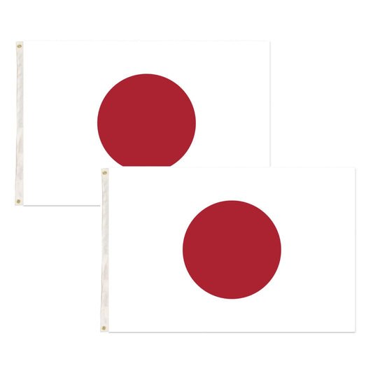 2x Japan Country Flag, Heavy Duty National Flag with Brass Eyelets - 150cm x 90cm