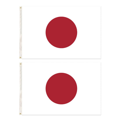 2x Japan Country Flag, Heavy Duty National Flag with Brass Eyelets - 150cm x 90cm