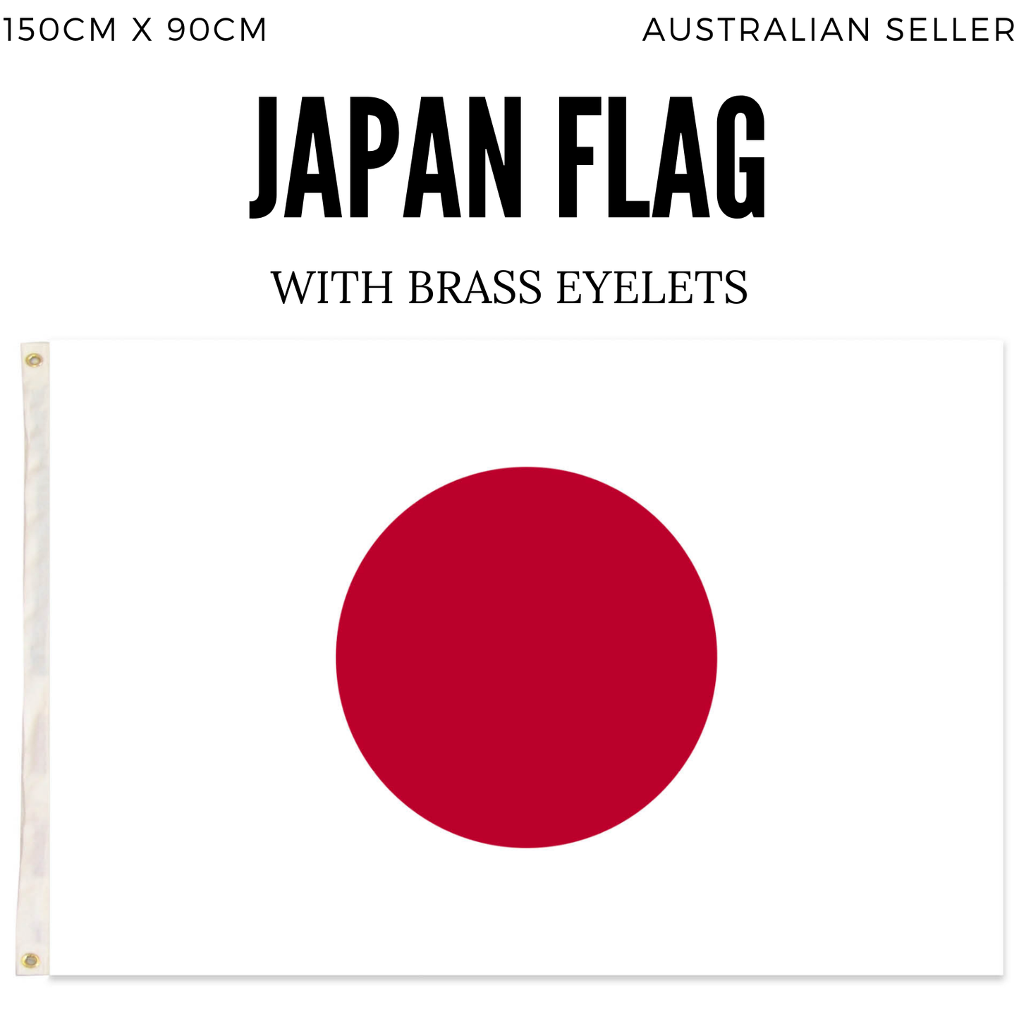 2x Japan Country Flag, Heavy Duty National Flag with Brass Eyelets - 150cm x 90cm