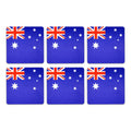 Premium Australia Flag Coasters Set - 6 Pack, 9 x 9cm