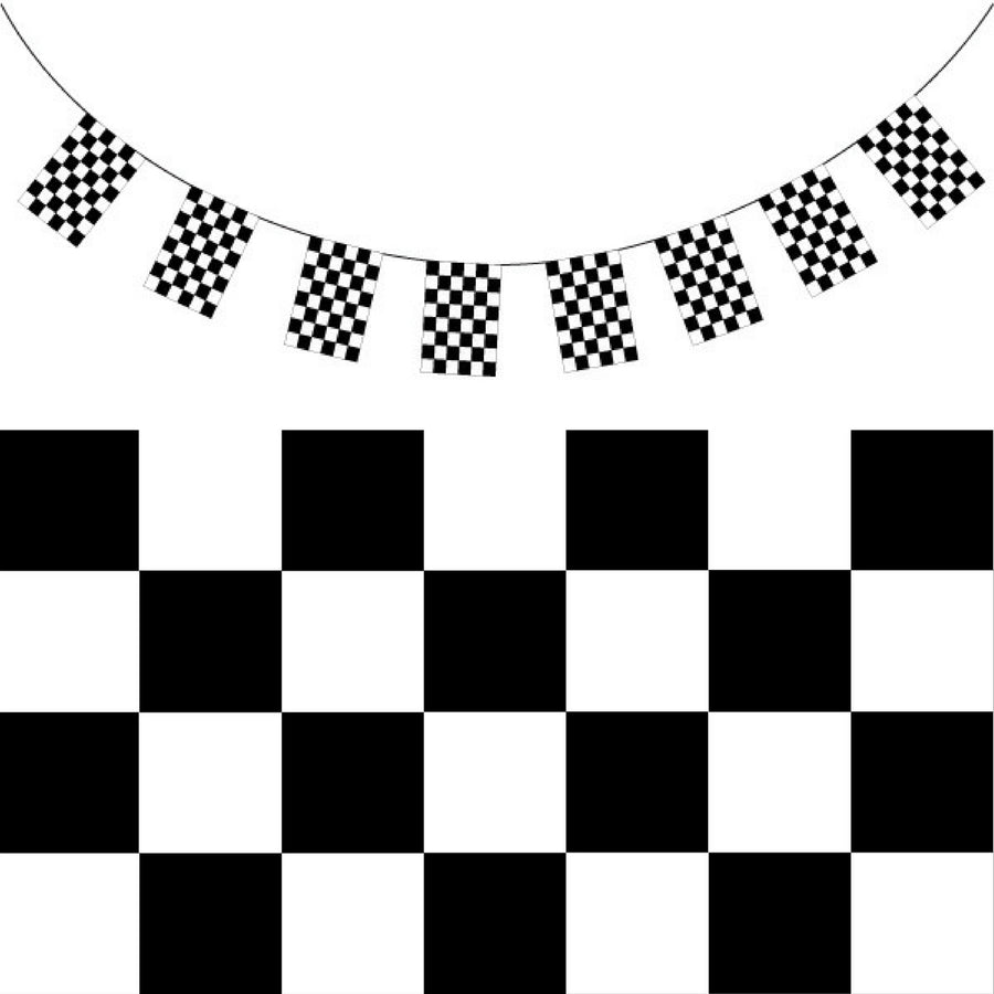 Premium Checkered Race Car Bunting Flag Banner - 10.8m