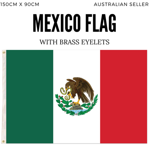 Mexico Mexican Flag Heavy Duty Outdoor 150cm x 90cm with Brass Eyelets - SuperSaverAU - view 2