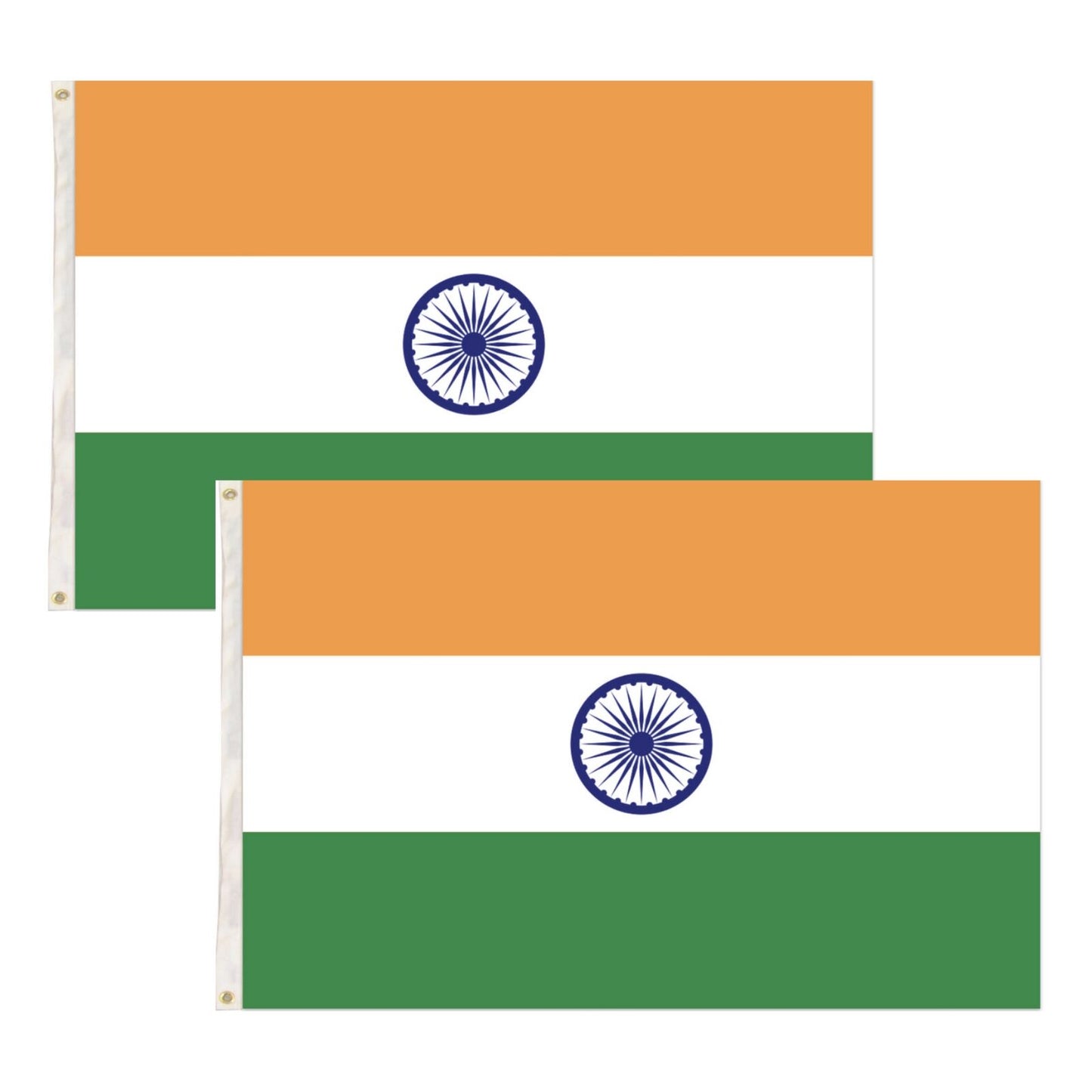 Premium 2 Pack India Country Flags Heavy Duty with Brass Eyelets - 150cm x 90cm