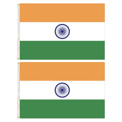 Premium 2 Pack India Country Flags Heavy Duty with Brass Eyelets - 150cm x 90cm