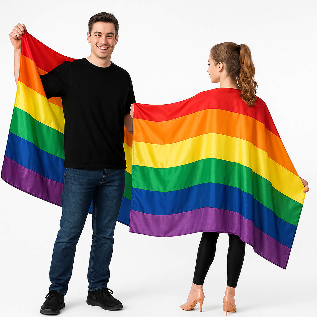 Premium Rainbow Flag Cape with Thumb Loops - 150 x 90cm