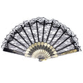 Premium Lace Folding Hand Fan - Black