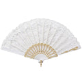 Premium Lace Folding Hand Fan - White