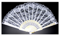 Premium Lace Folding Hand Fan - White