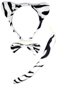 ZEBRA EARS HEADBAND w Bow Tail Animal Costume Halloween Party Hair Accessory - SuperSaverAU - view 1