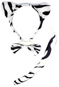ZEBRA EARS HEADBAND w Bow Tail Animal Costume Halloween Party Hair Accessory - SuperSaverAU - view 3