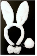 WHITE RABBIT EARS HEADBAND w Bow Tail Animal Costume Halloween Party Hair Accessory - SuperSaverAU - view 1