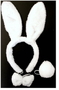 WHITE RABBIT EARS HEADBAND w Bow Tail Animal Costume Halloween Party Hair Accessory - SuperSaverAU - view 2
