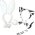 2pc Set Animal Headband w Bow Tail Rabbit + Zebra Ears Costume Halloween Party - SuperSaverAU - view 1