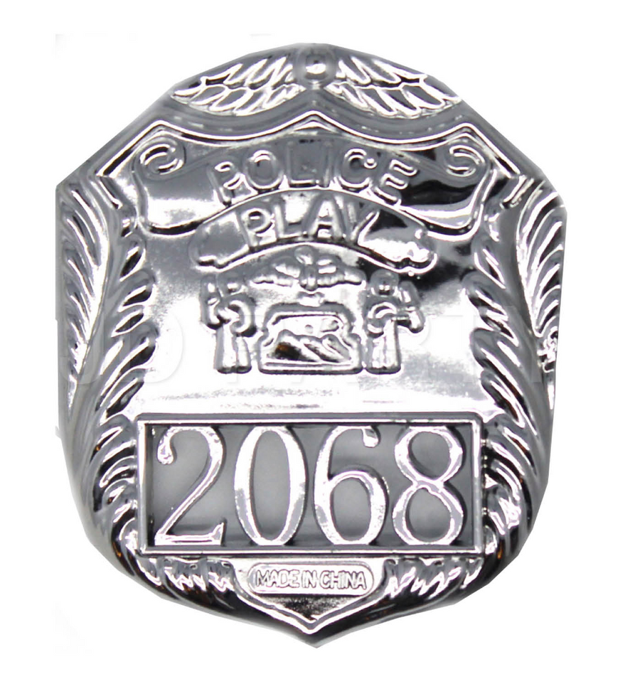 POLICE BADGE Costume Accessory Plastic Silver Fancy Dress Party Officer Cop - SuperSaverAU - view 1