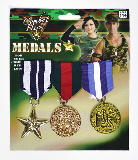 Premium Army Soldier Costume Medals - 3pcs
