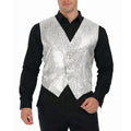 Premium Mens Sequin Vest Waistcoat - Silver, One Size