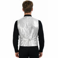 Premium Mens Sequin Vest Waistcoat - Silver, One Size