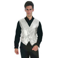 Premium Mens Sequin Vest Waistcoat - Silver, One Size