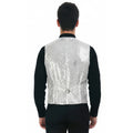 Premium Mens Sequin Vest Waistcoat - Silver, One Size