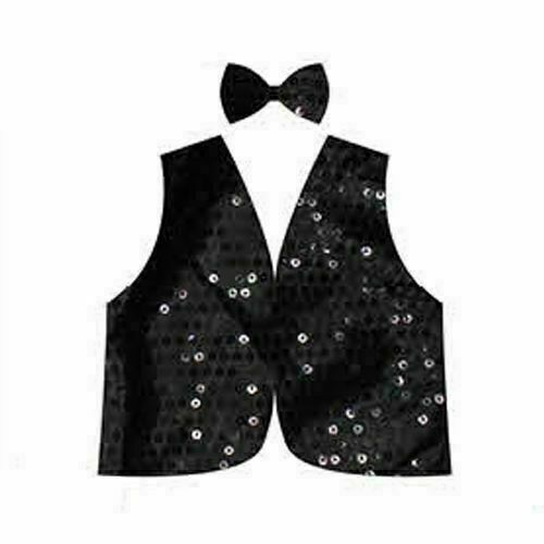 Kids Sequin Vest Bow Tie Set Costume 80s Party Dress Up Waistcoat - Black - SuperSaverAU - view 1