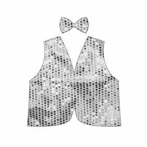 Premium Kids Sequin Vest & Bow Tie Set - Silver