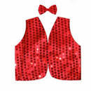 Kids Sequin Vest Bow Tie Set Costume 80s Party Dress Up Waistcoat - Red - SuperSaverAU - view 1