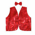 Kids Sequin Vest Bow Tie Set Costume 80s Party Dress Up Waistcoat - Red - SuperSaverAU - view 2