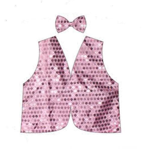 Premium Kids Sequin Vest & Bow Tie Set - Light Pink