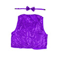 Kids Sequin Vest Bow Tie Set Costume 80s Party Dress Up Waistcoat - Purple - SuperSaverAU - view 2
