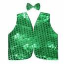 Premium Kids Sequin Vest & Bow Tie Set - Green