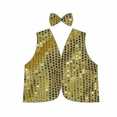 Premium Kids Sequin Vest & Bow Tie Set - Gold/Yellow
