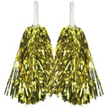 Premium Metallic Cheerleading Pom Poms with Easy-Grip Handles - Yellow, Set of 2